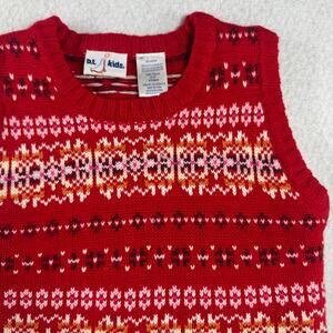 B.T. Kids Knitted Sweater Vest 3T/3 Red Multi Color Design Crew Neck Classic